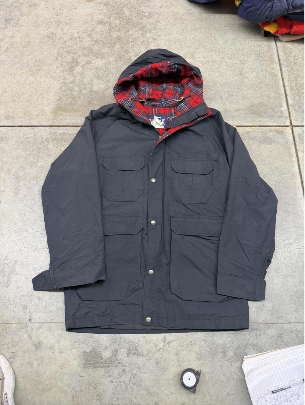 vintage woolrich mountain parka black utility jacket size medium